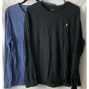 Polo Ralph Lauren Mens Long Sleeve T Shirts Dk Gray Blue Set XL SEEFLAW IN PHOTO